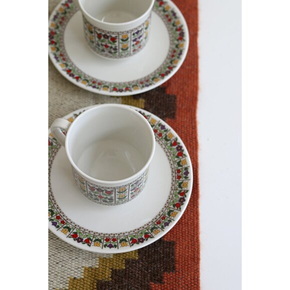 1980's 8 Piece Vintage Royal Doulton England "Fireglow" Tea Cups & Saucers 80's - Picture 8 of 8